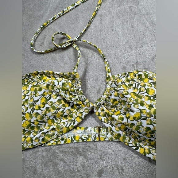 NWT J.Crew X Liberty Eliza’s Yellow White Floral Halter Tie Neck Bikini Top L - Picture 4 of 16